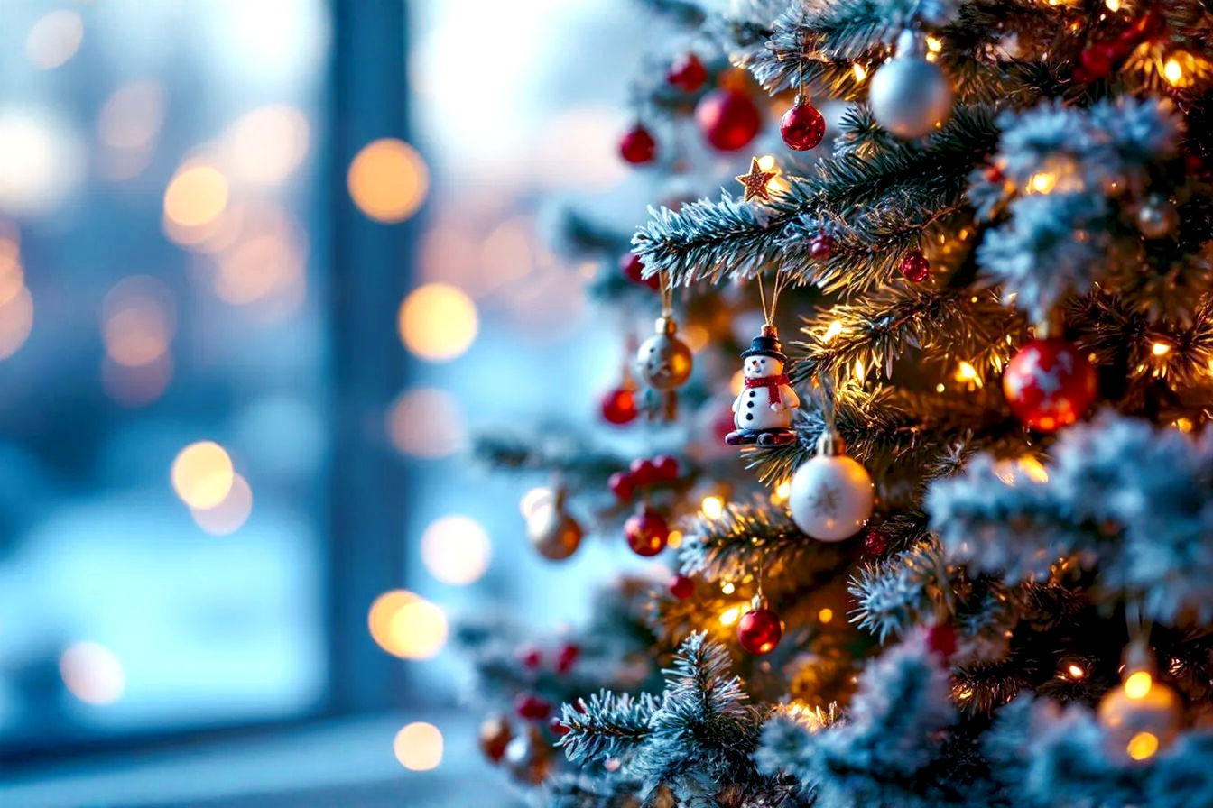 A close-up, eye-level professional photograph of a beautifully decorated Christmas tree, approximately 2-3 feet tall, adorned entirely with a diverse collection of tiny, intricate mini Christmas ornaments. The ornaments should vary in material (tiny blown glass baubles, small wooden figures, delicate metal stars, miniature felt animals), showcasing rich textures and sparkling details. The tree is set against a softly blurred, warm-toned background, suggesting a cozy, inviting living room during twilight hours. Soft, warm LED lights on the tree cast a gentle glow, highlighting the ornaments. The composition is balanced and aesthetically pleasing, with a shallow depth of field to emphasize the tiny decorations. The overall mood is magical, elegant, and festive, with a lifelike, high-resolution quality.